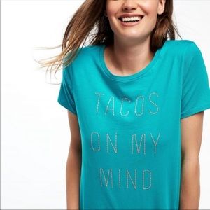 Old Navy Relaxed Tee “Tacos on my mind” Blue